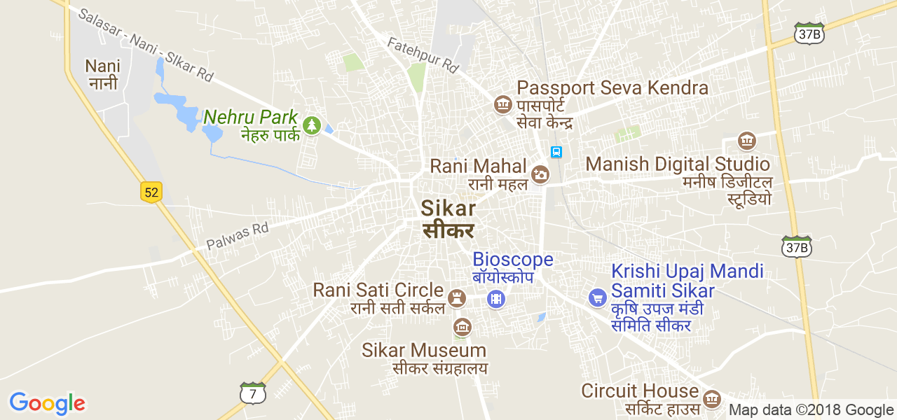 map of the city of Sikar