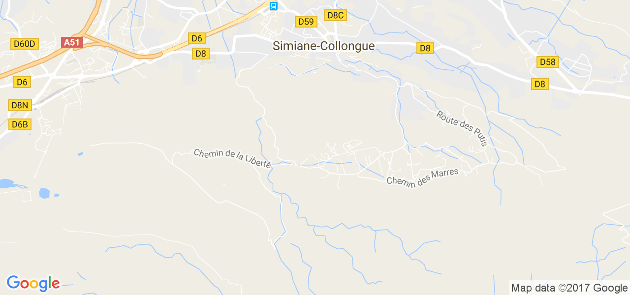 map de la ville de Simiane-Collongue