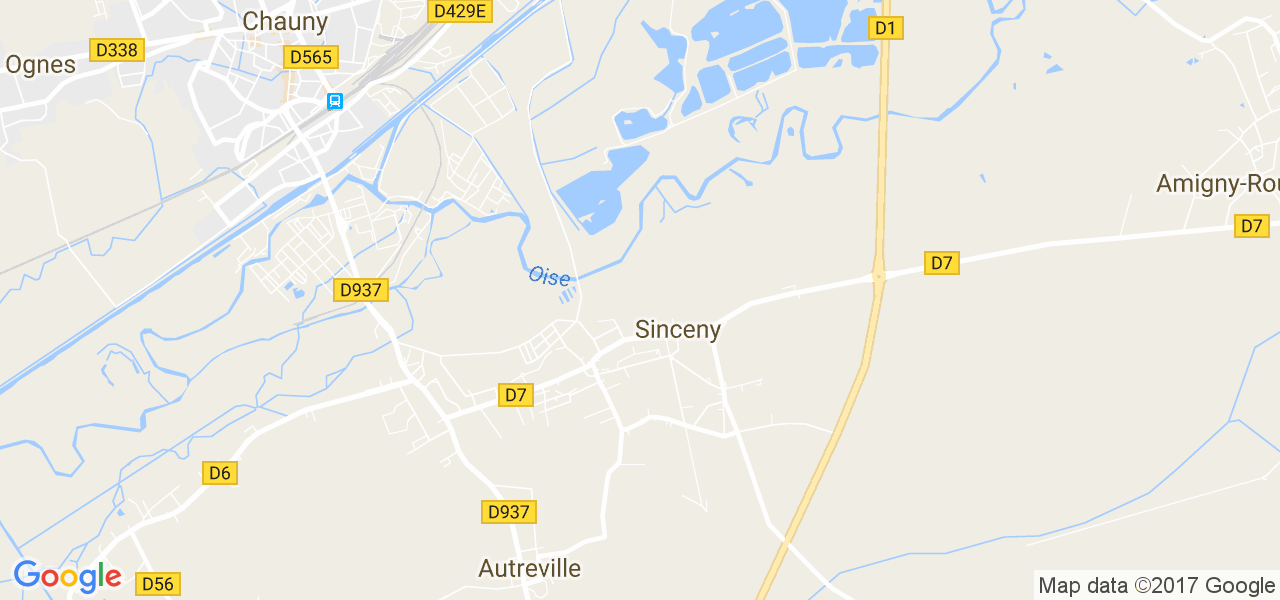 map de la ville de Sinceny