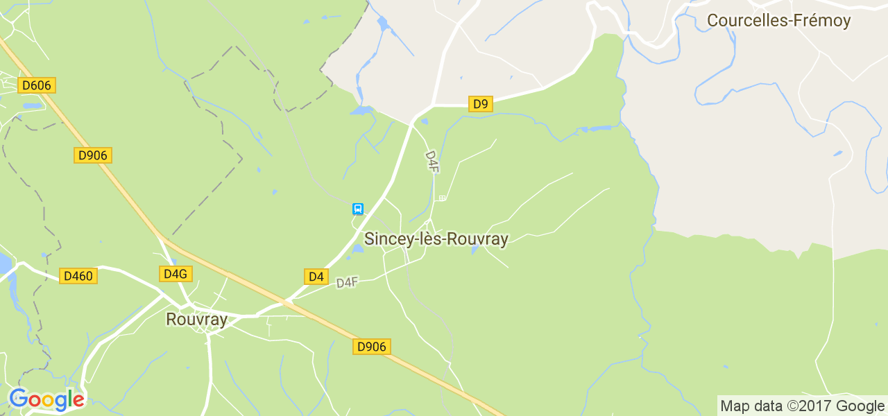 map de la ville de Sincey-lès-Rouvray