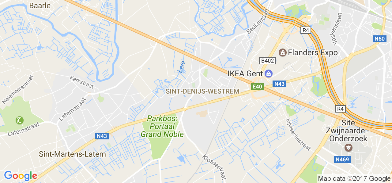 map de la ville de Sint-Denijs-Westrem