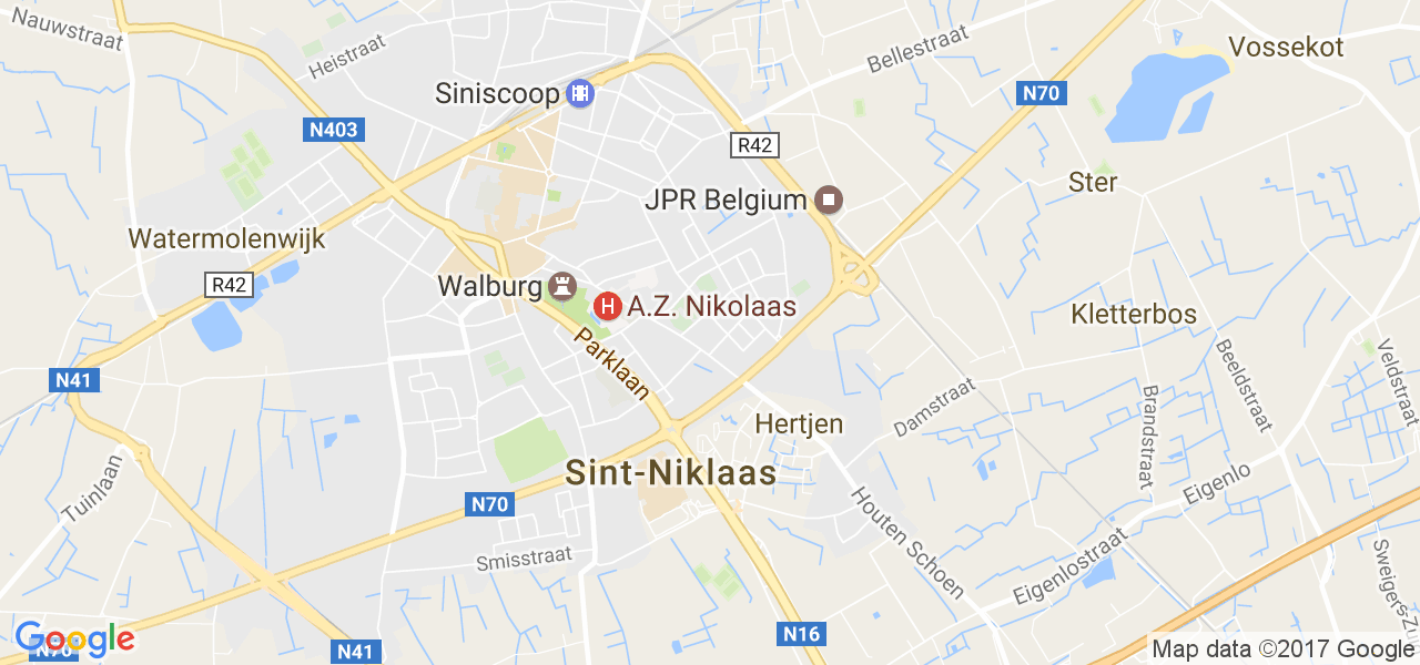 map de la ville de Sint-Niklaas