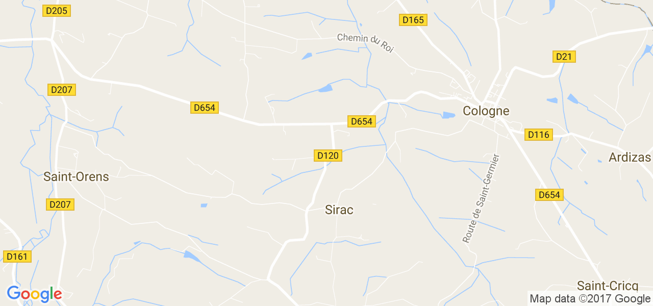 map de la ville de Sirac