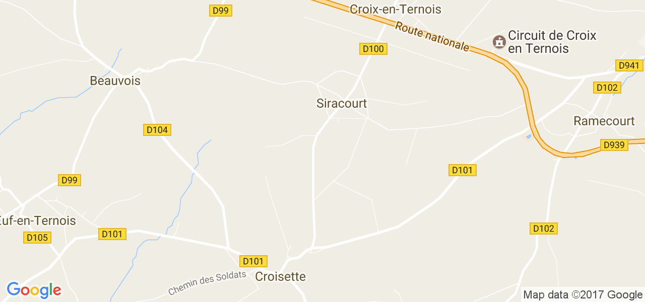 map de la ville de Siracourt