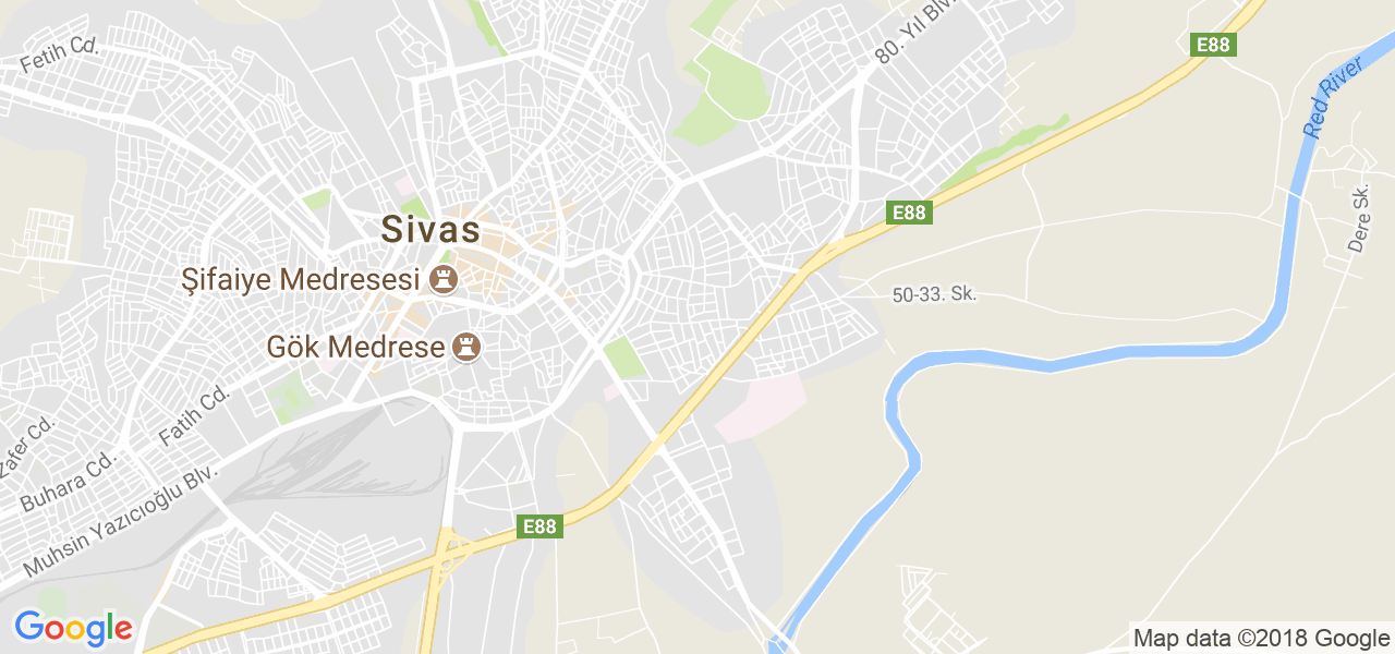 map of the city of Sivas