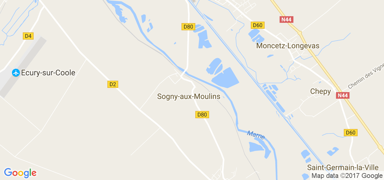 map de la ville de Sogny-aux-Moulins