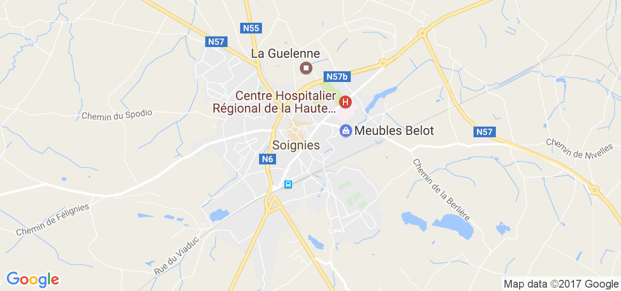 map de la ville de Soignies