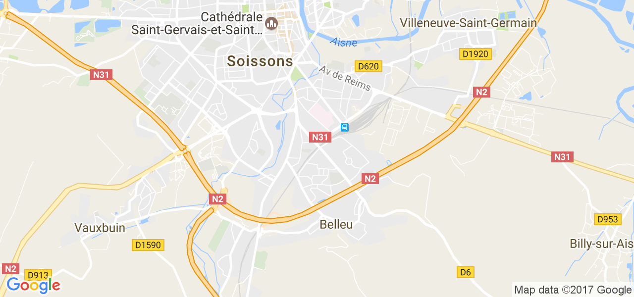 map de la ville de Soissons