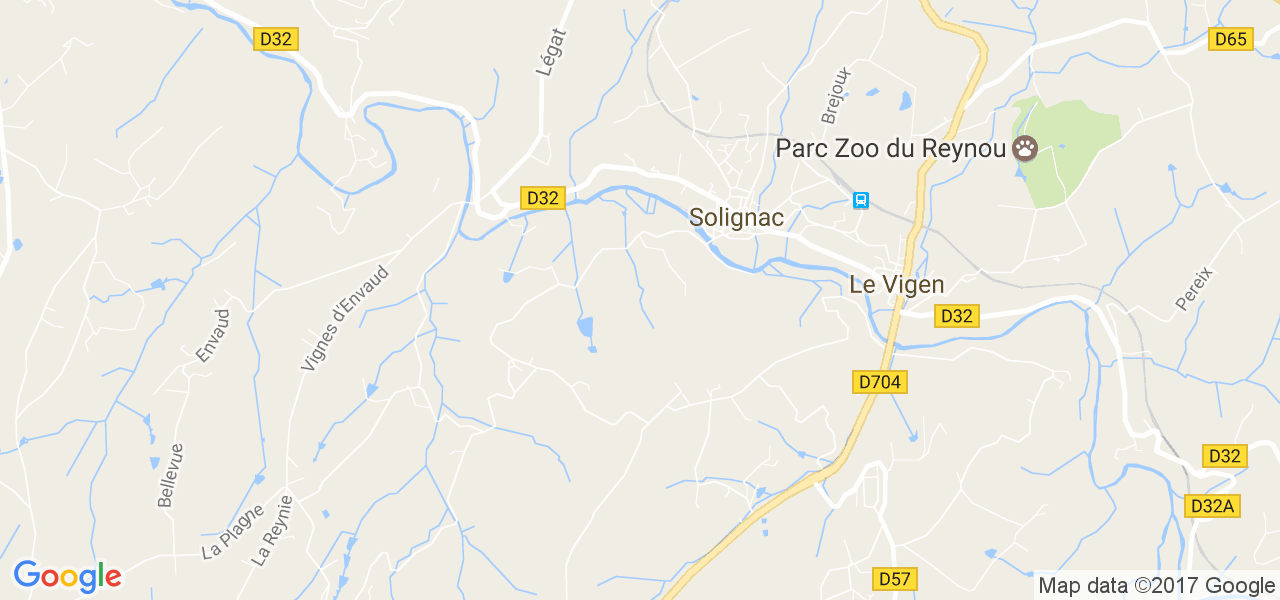 map de la ville de Solignac