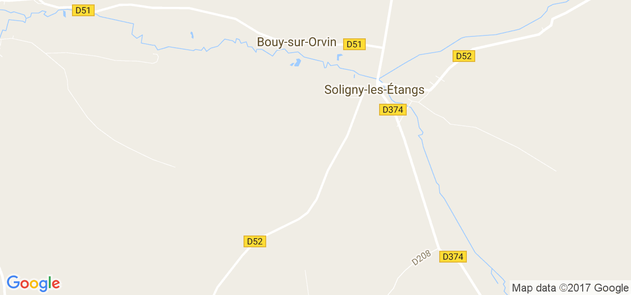 map de la ville de Soligny-les-Étangs