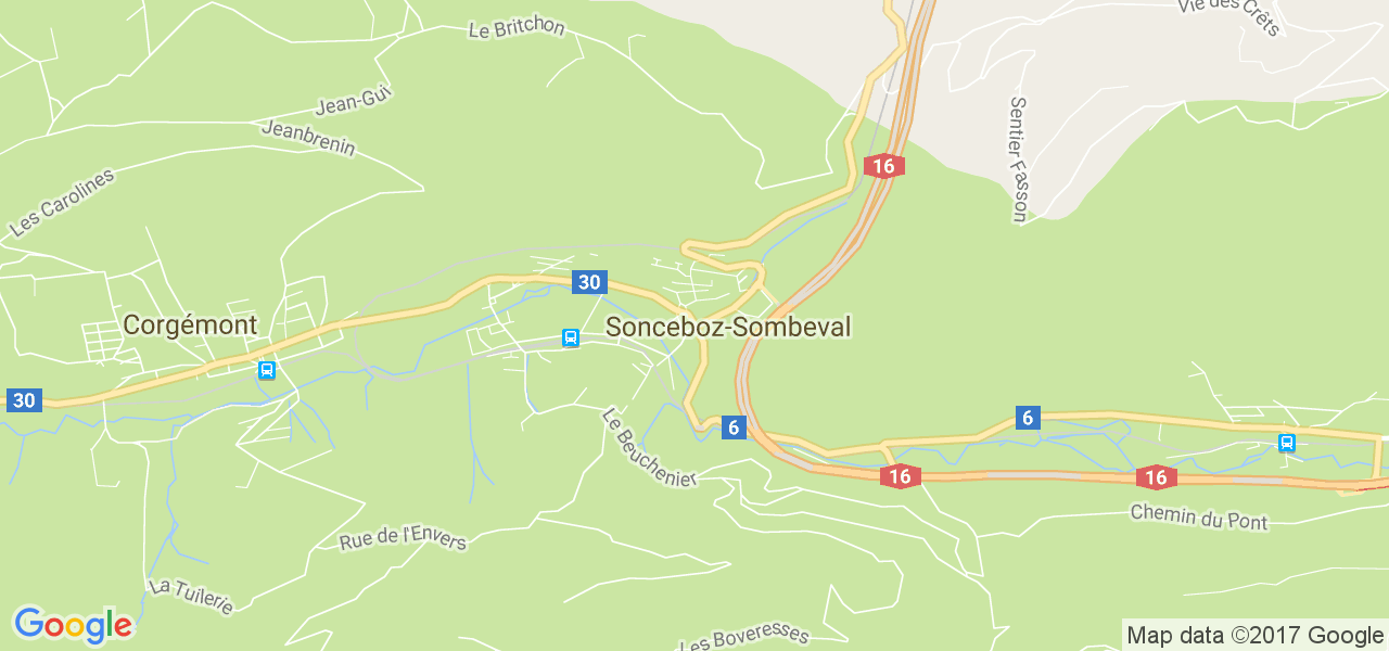 map de la ville de Sonceboz-Sombeval