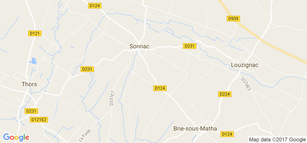 map de la ville de Sonnac