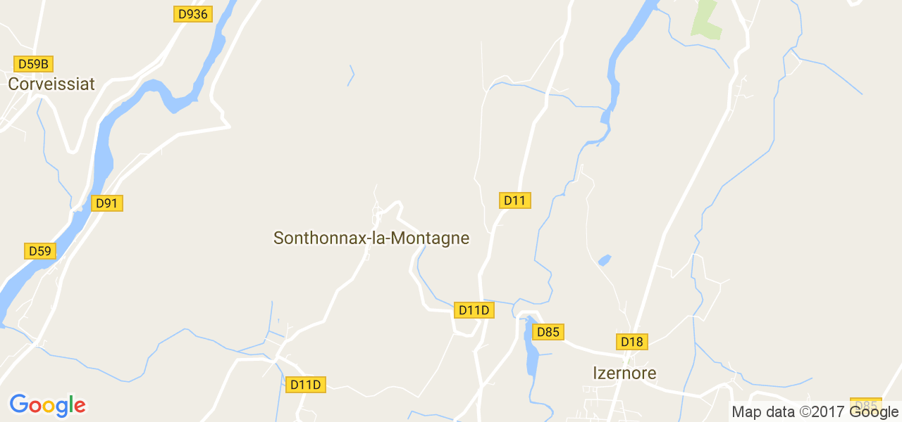 map de la ville de Sonthonnax-la-Montagne