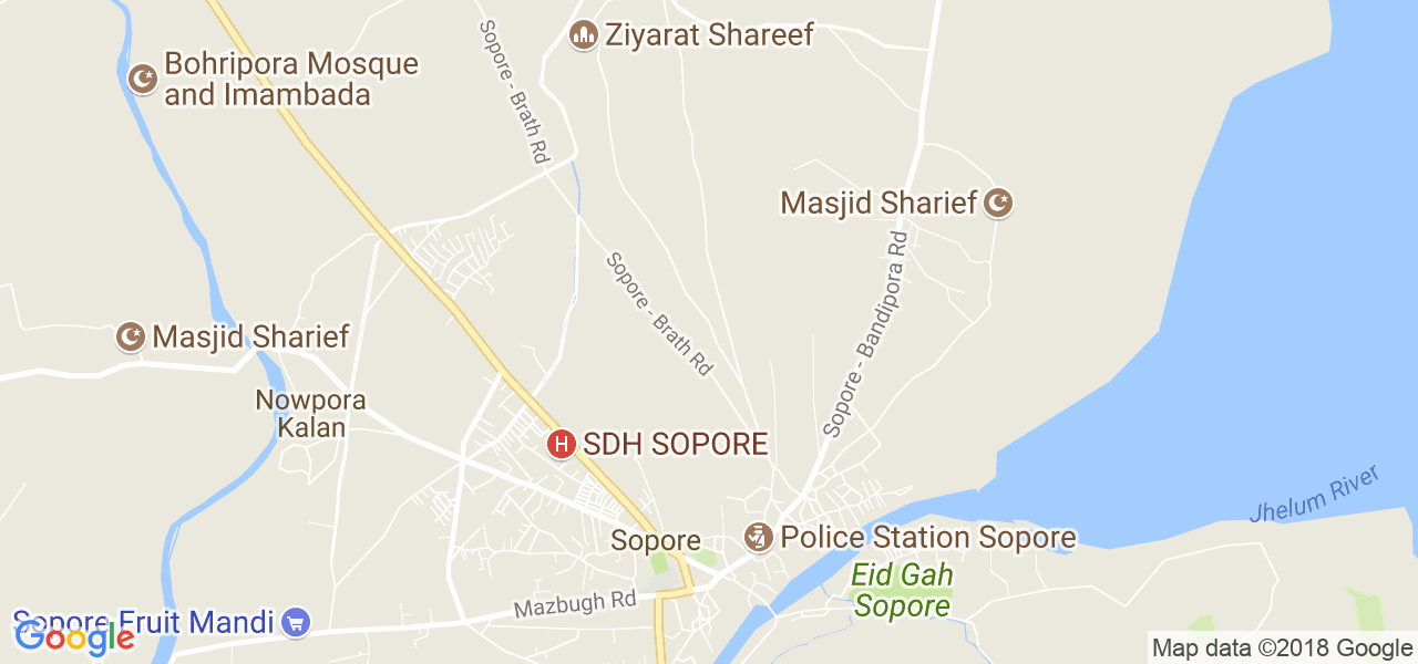 map de la ville de Sopore