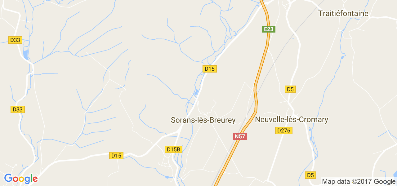 map de la ville de Sorans-lès-Breurey