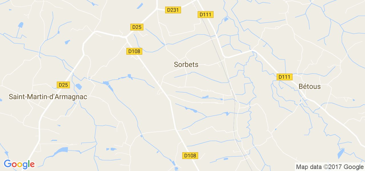 map de la ville de Sorbets