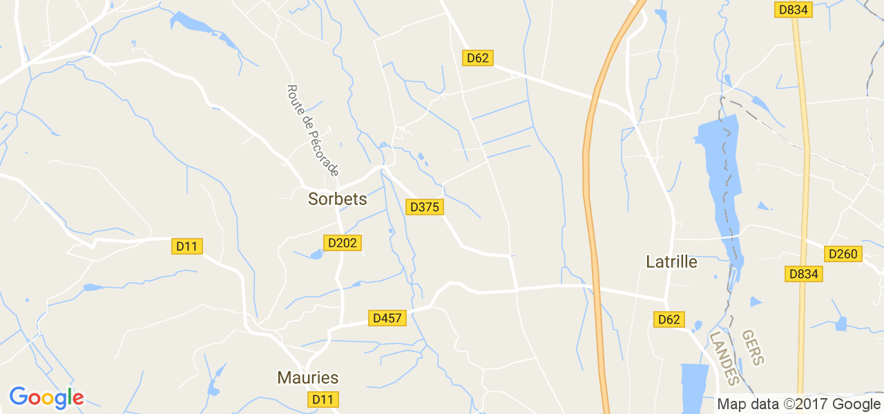 map de la ville de Sorbets