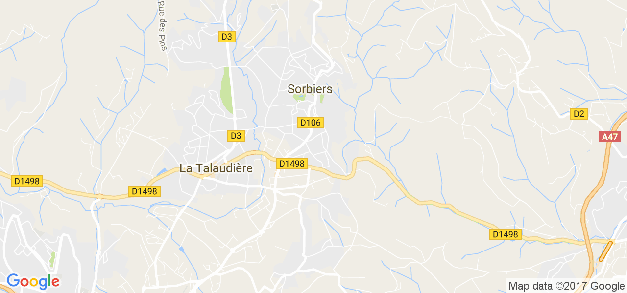 map de la ville de Sorbiers