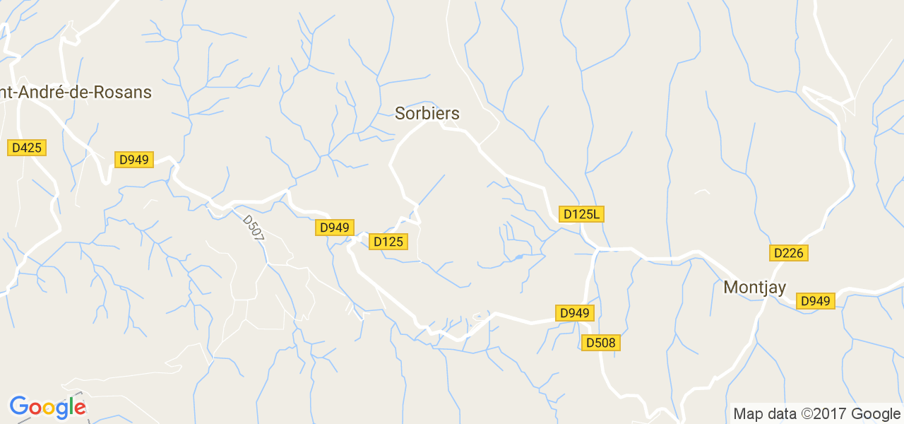 map de la ville de Sorbiers