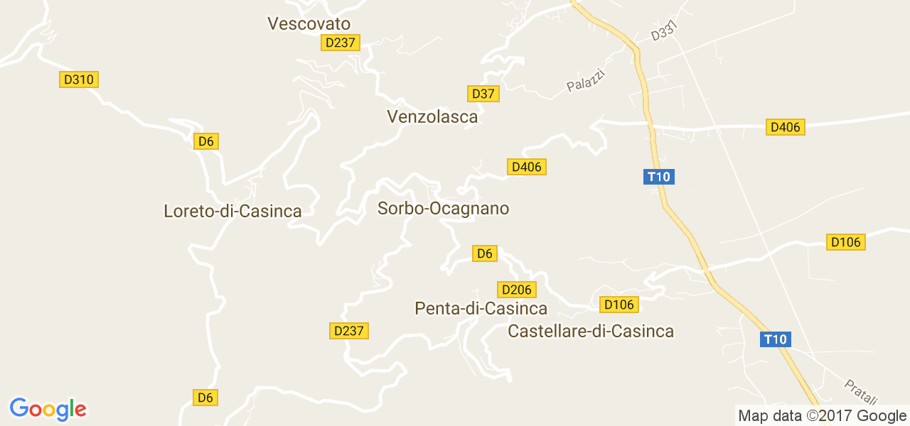 map de la ville de Sorbo-Ocagnano