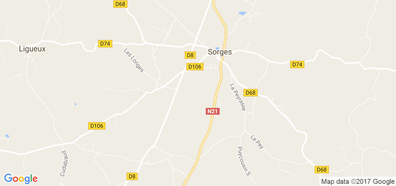 map de la ville de Sorges