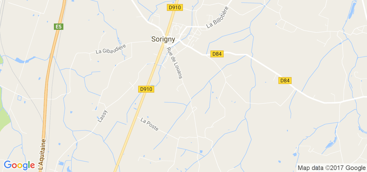 map de la ville de Sorigny