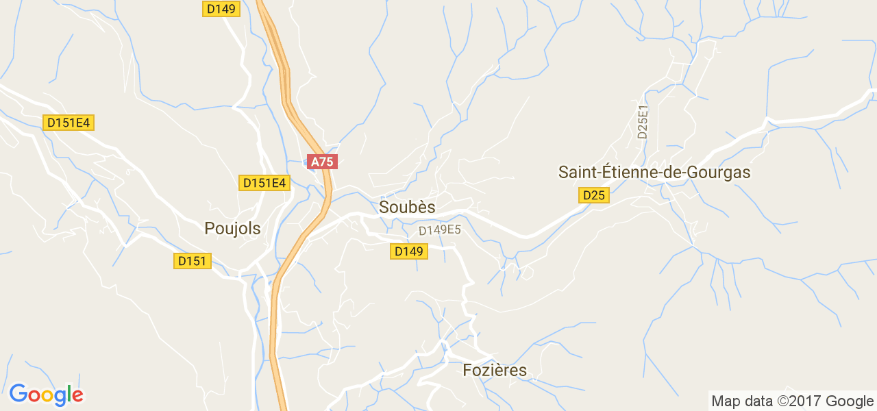 map de la ville de Soubès