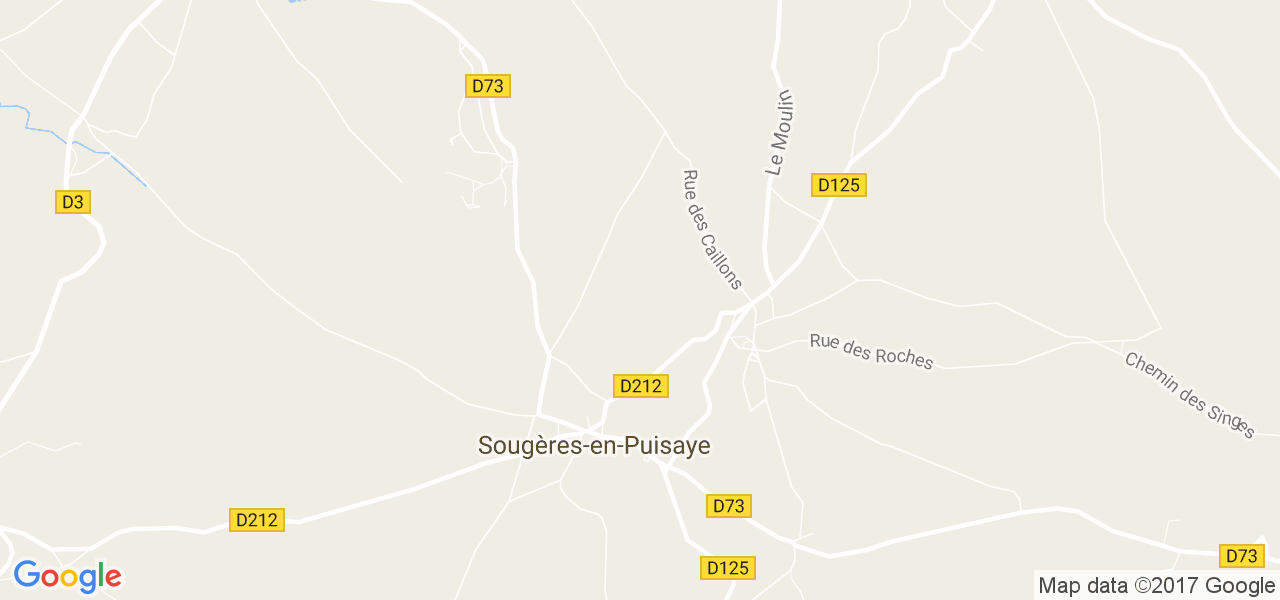 map de la ville de Sougères-en-Puisaye