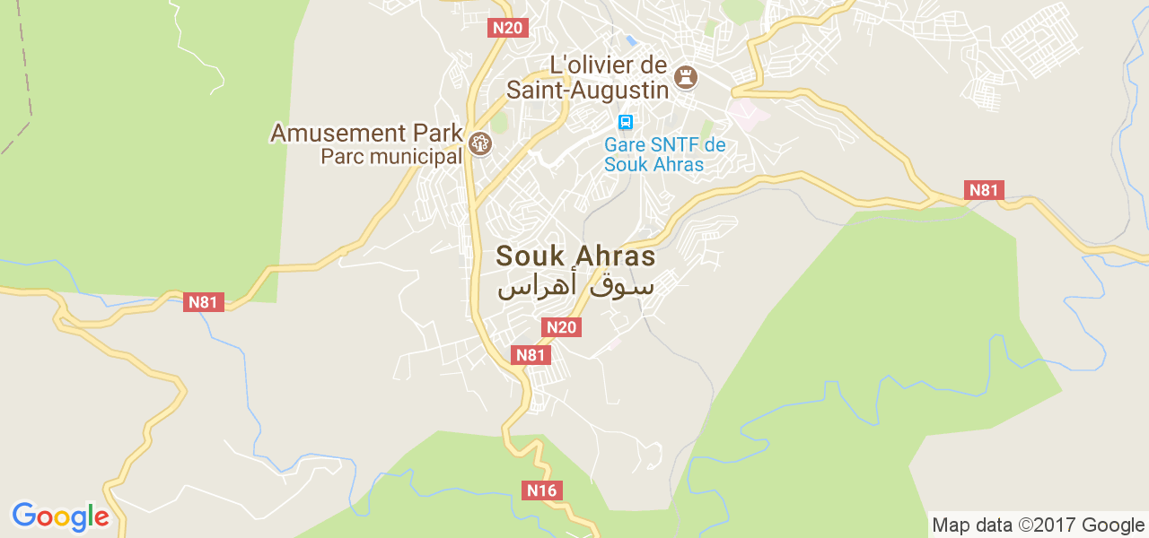 map de la ville de Souk Ahras