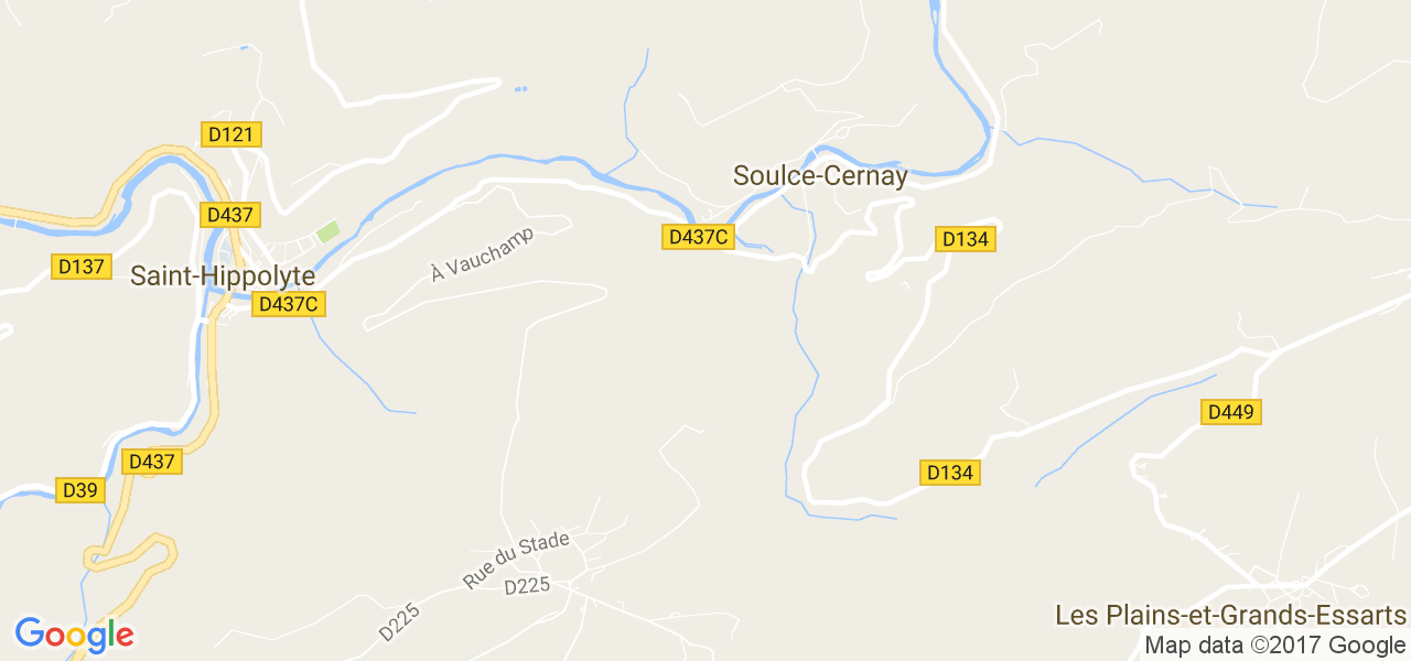 map de la ville de Soulce-Cernay