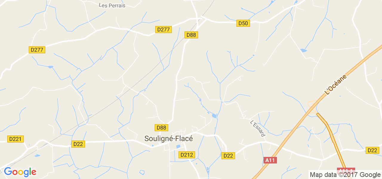 map de la ville de Souligné-Flacé