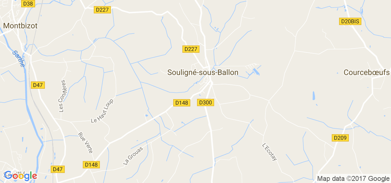 map de la ville de Souligné-sous-Ballon