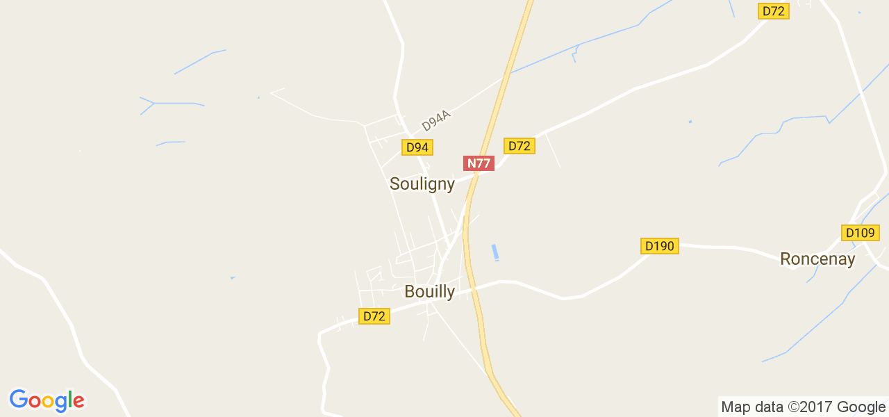 map de la ville de Souligny