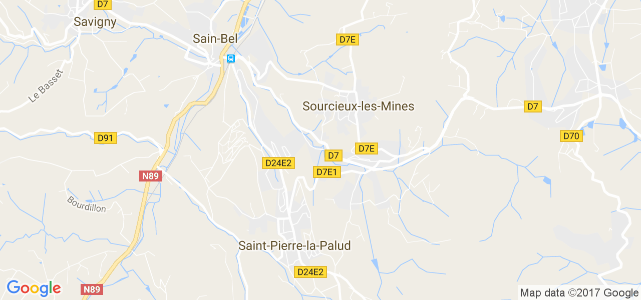 map de la ville de Sourcieux-les-Mines