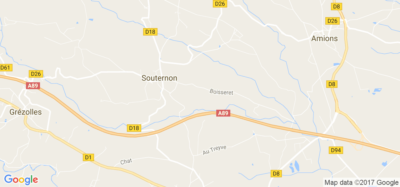 map de la ville de Souternon