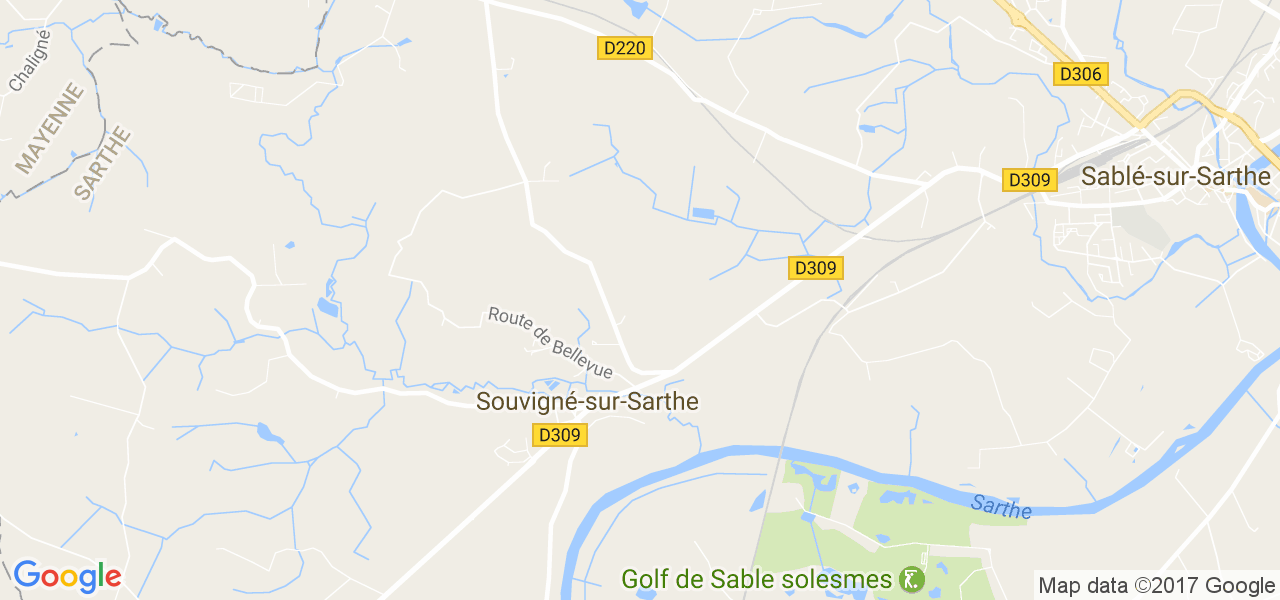 map de la ville de Souvigné-sur-Sarthe