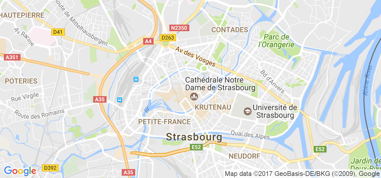 map de la ville de Strasbourg