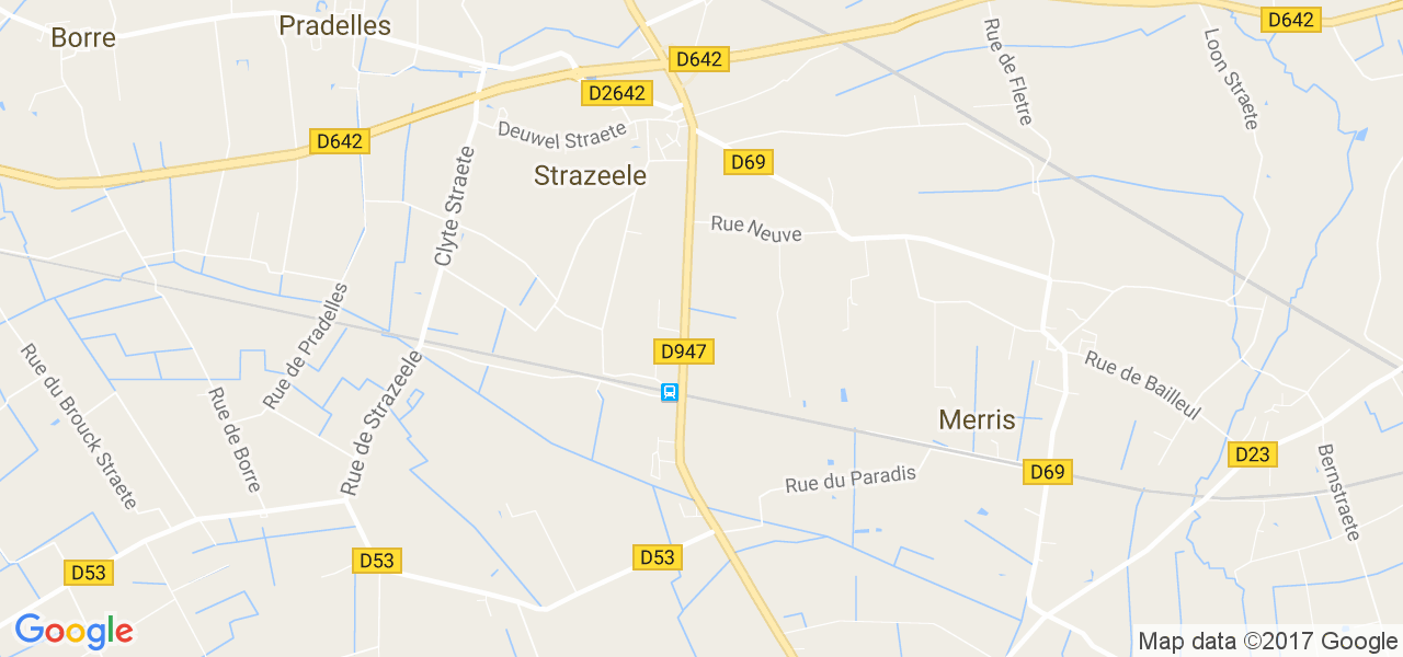 map de la ville de Strazeele