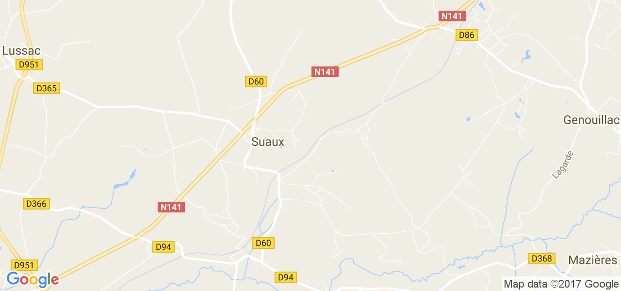 map de la ville de Suaux