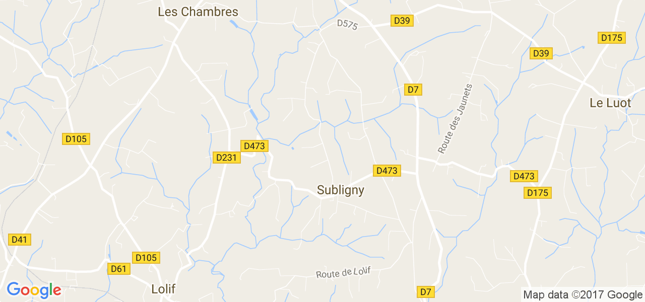 map de la ville de Subligny