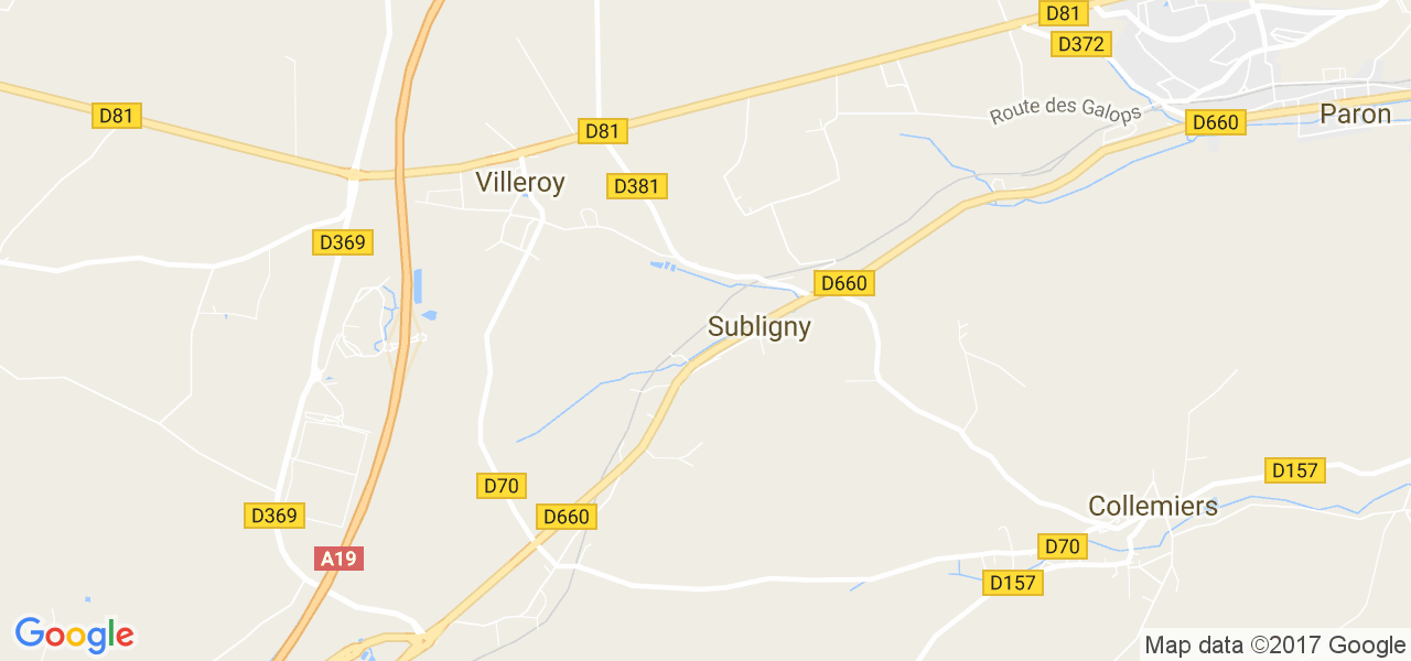 map de la ville de Subligny