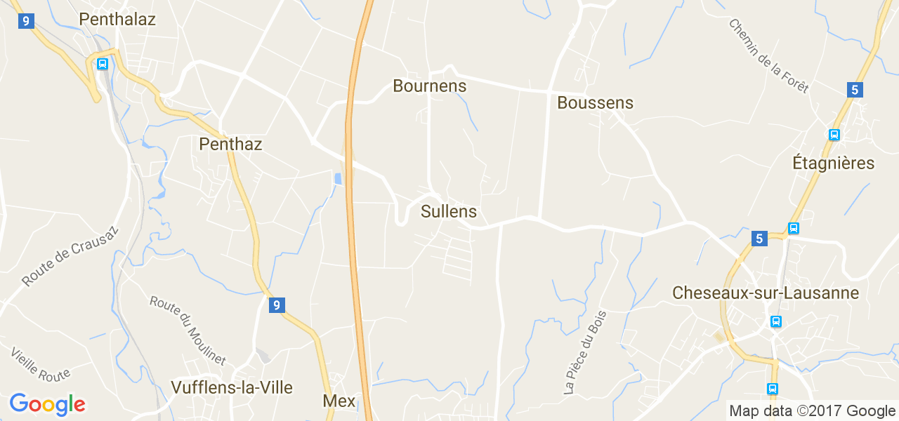 map de la ville de Sullens