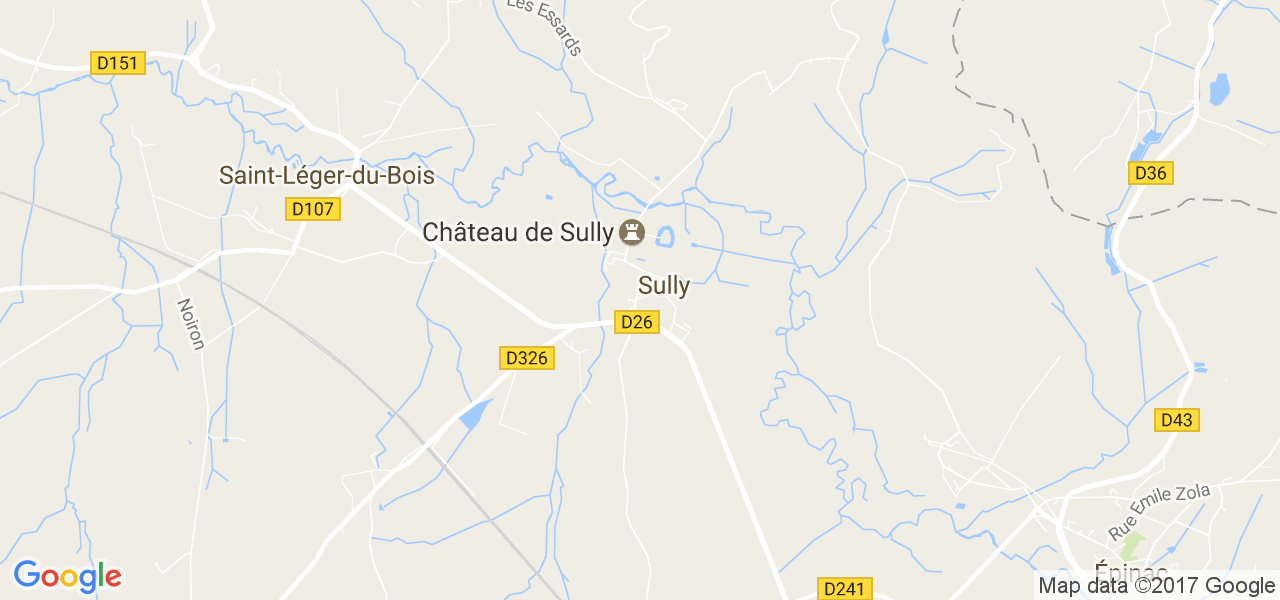 map de la ville de Sully