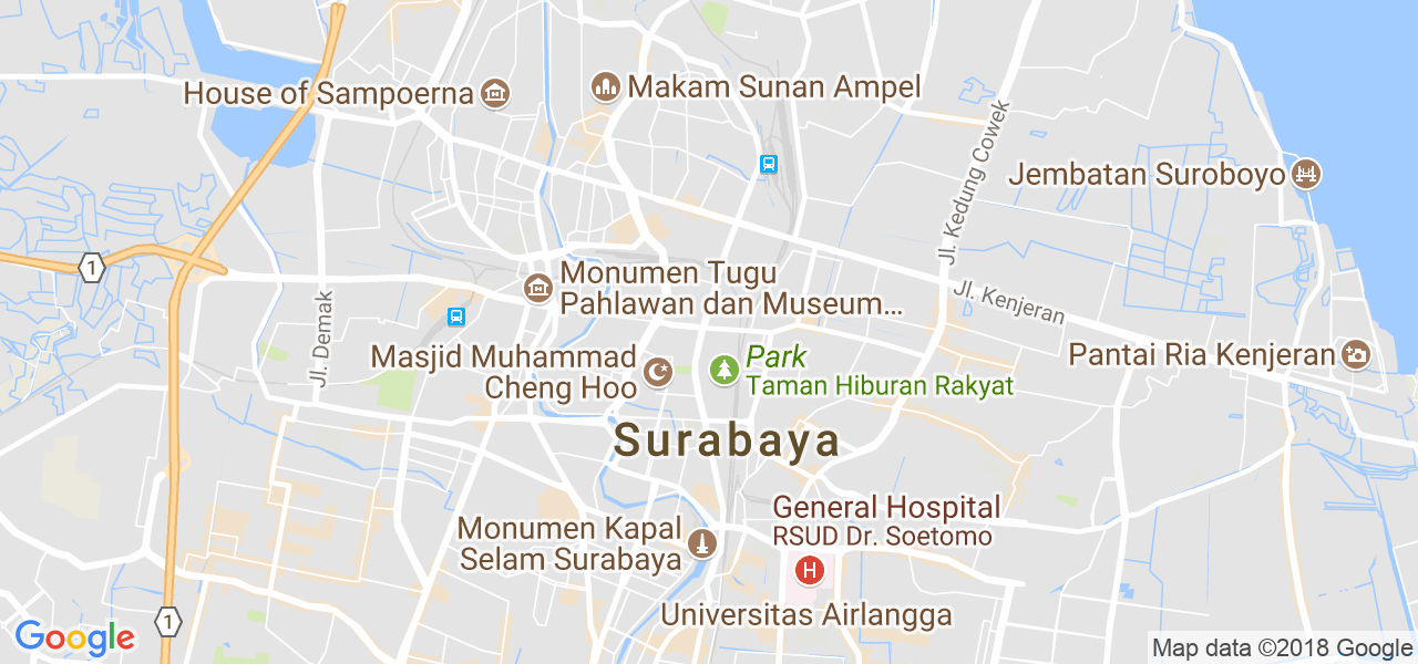 map of the city of Surabaya