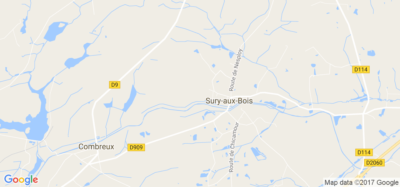 map de la ville de Sury-aux-Bois