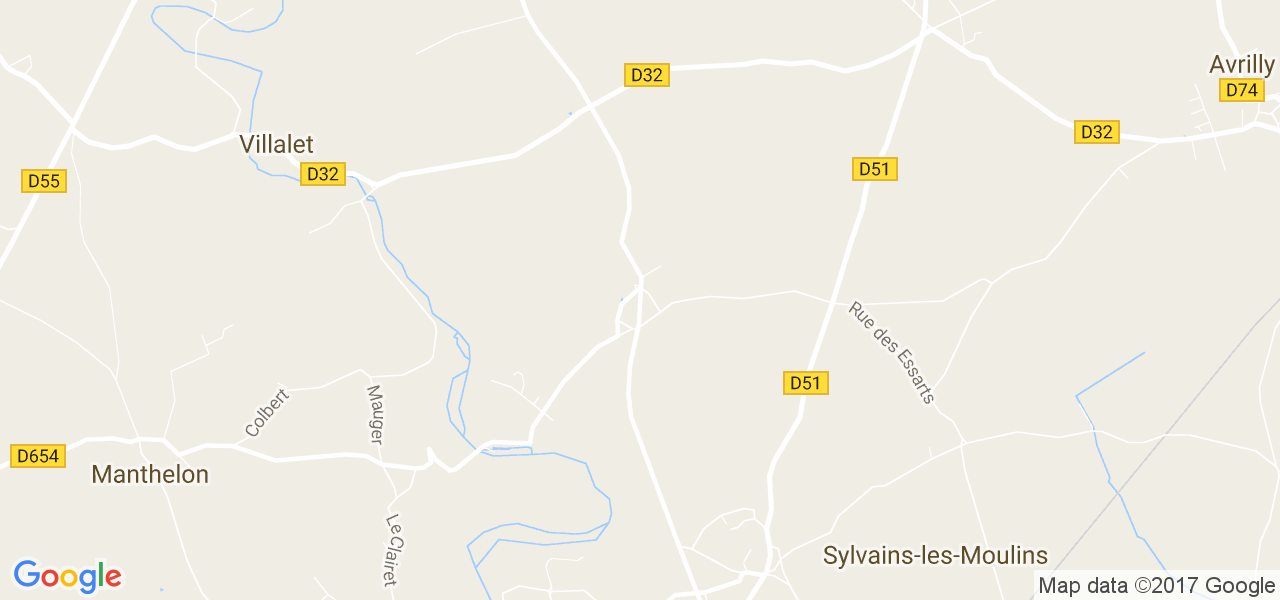 map de la ville de Sylvains-les-Moulins