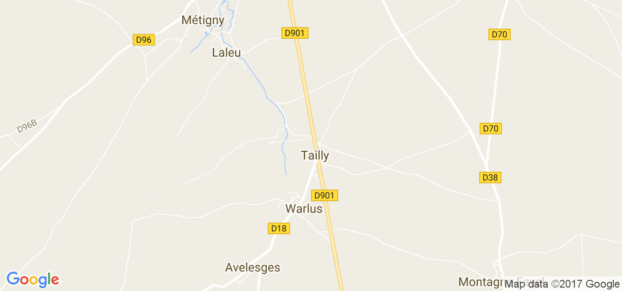 map de la ville de Tailly