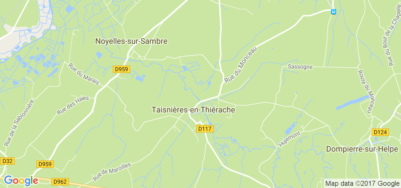 map de la ville de Taisnières-en-Thiérache