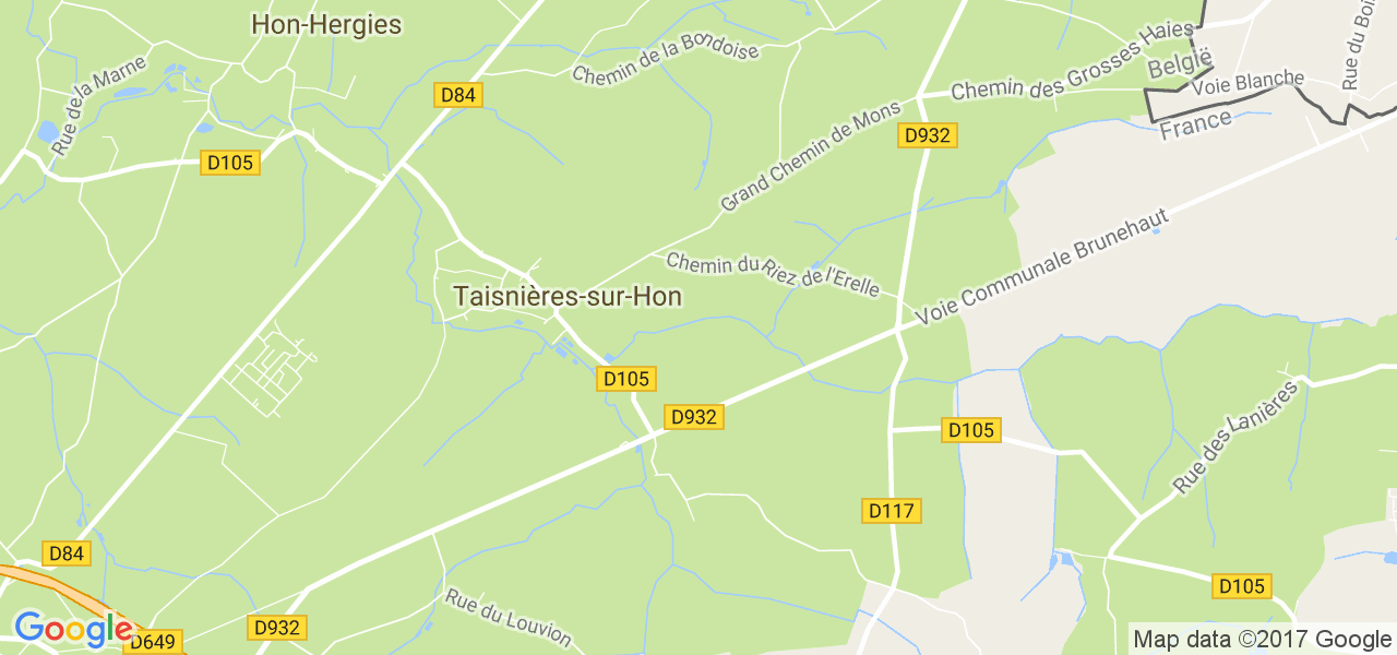 map de la ville de Taisnières-sur-Hon