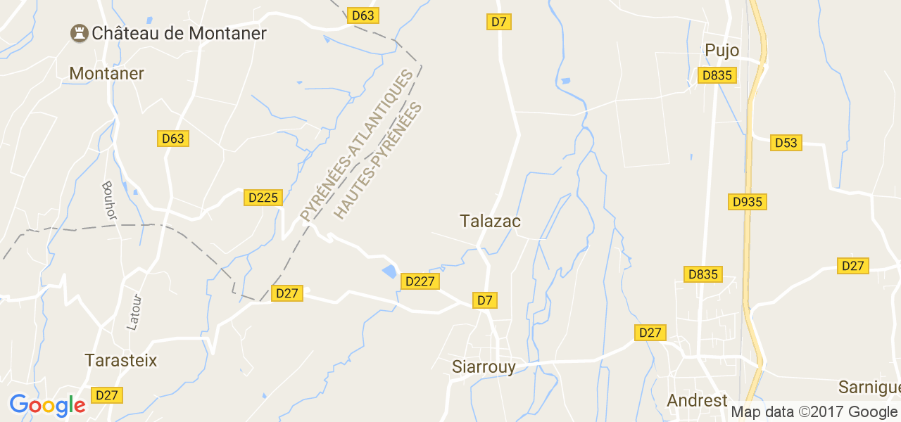 map de la ville de Talazac